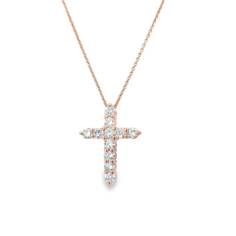 Diamond Cross Pendant in Rose Gold