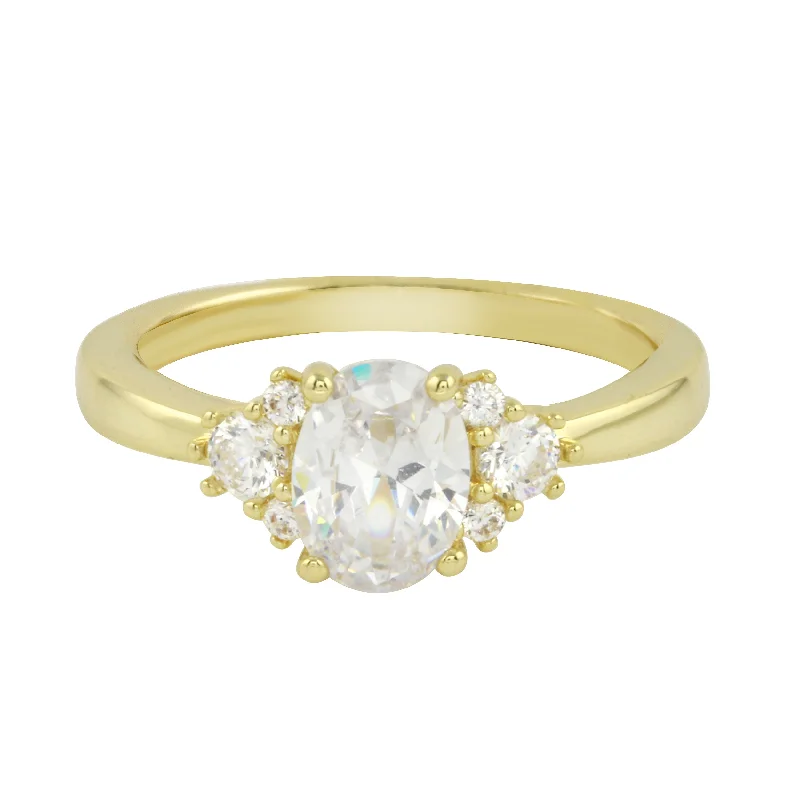 Oval Diamond Sprinkle Engagement Ring