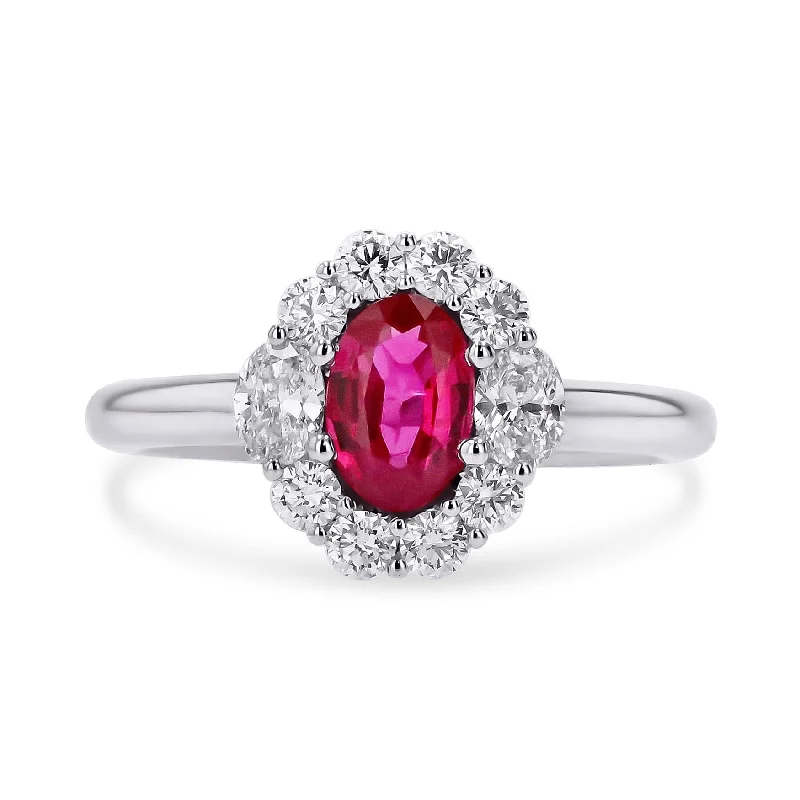 Ruby & Diamond Halo Ring