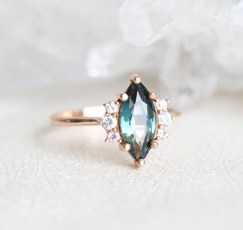 Blake Teal Sapphire Diamond Ring