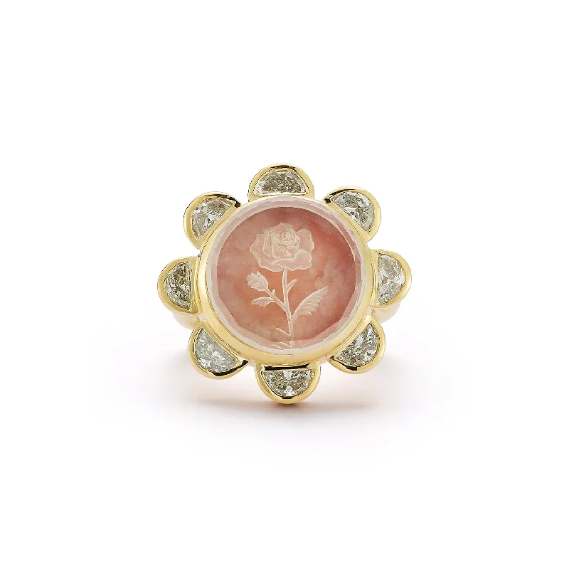 Rosebud Caspian Ring - Pink Opal and Diamond