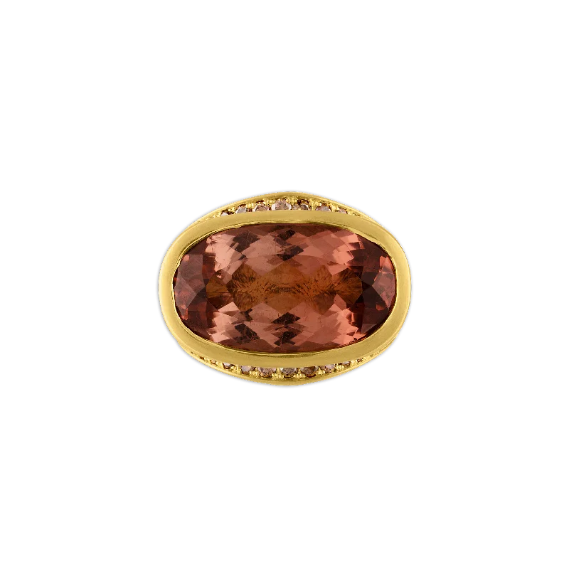 Umber Tourmaline and Diamond Melitodes Ring