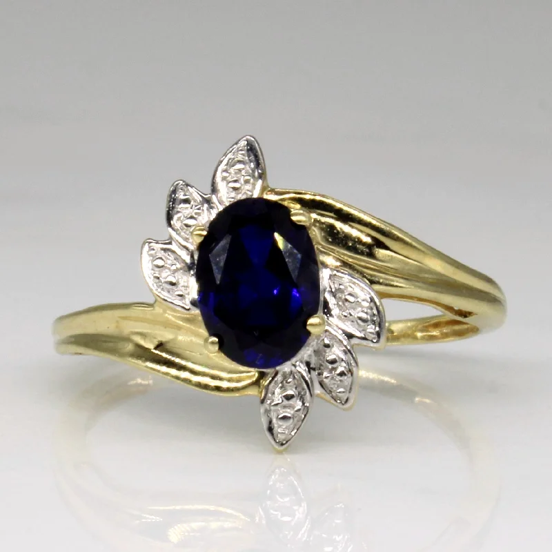 Get Your Favorite Jewelry At The Best Price Synthetic Sapphire & Diamond Cocktail Ring | 0.95ct, 0.02ctw | SZ 7 |