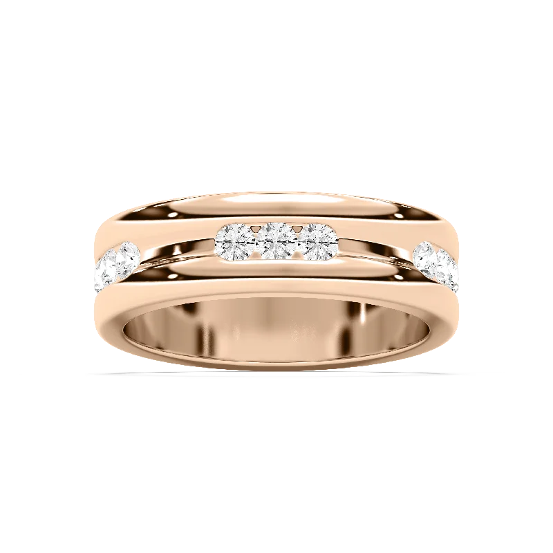 Alternating Three Stone Diamond Band