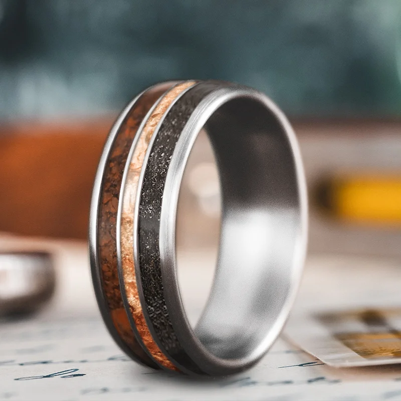 Don't Miss These Dazzling Jewelry Discounts Custom Design - 3-Inlay Narrow Center Ring YQ8K13ckR2w-1Tm92mTDweW5