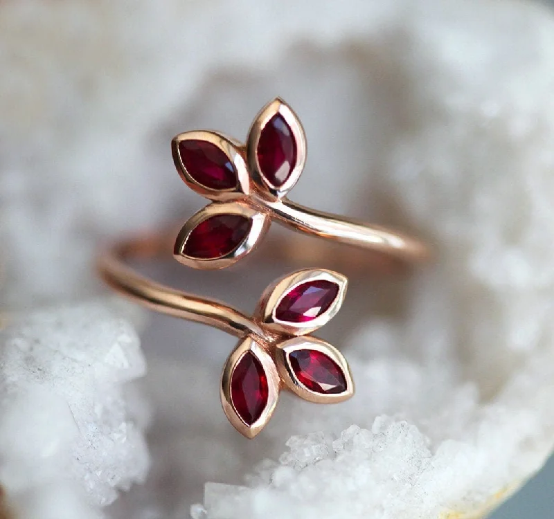 Luxury Jewelry At Budget-Friendly Prices – Grab Yours Now Marsha Floral Marquise Ruby Wrap Open Ring Luxury Jewelry At Budget-Friendly Prices – Grab Yours Now Marsha Floral Marquise Ruby Wrap Open Ring