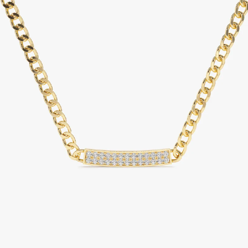Elegant Jewelry, Affordable Luxury – Shop Now 14k Gold 3MM Curb Link Diamond Pave Necklace