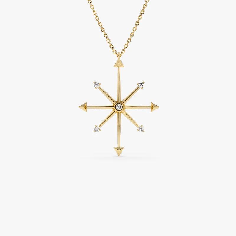 Flash Sale On Stunning Jewelry – Limited Stock Available 14k Layering Diamond Compass Charm Necklace