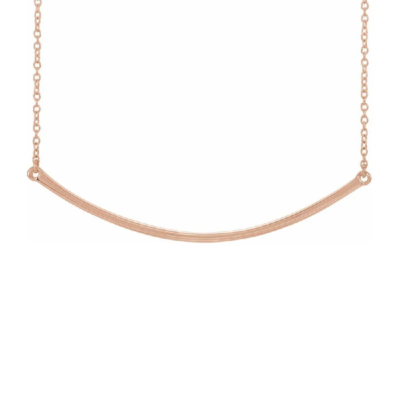 Flash Sale On Exquisite Jewelry – Don't Miss Out 14K Yellow, White or Rose Gold 48mm Curved Bar Necklace, 20 Inch