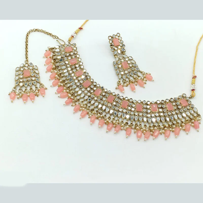 The Perfect Jewelry Piece At The Perfect Discount Rajwadi Collection Gold Plated Pearl Mirror And Beads Necklace Set