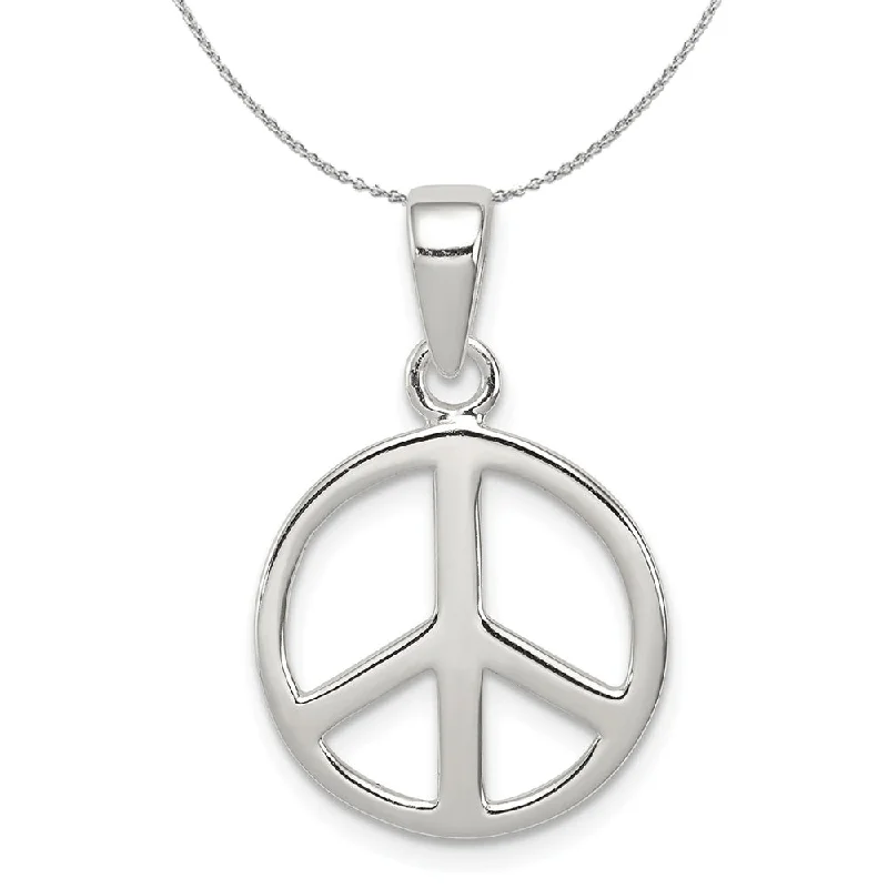 Trending Jewelry Now Available At Exclusive Prices Sterling Silver 16mm Polished Peace Symbol Necklace