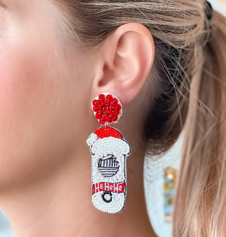Celebrate With Sparkle – Jewelry Sale Now Live Santa Spiked Seltzer Beaded Dangle Earrings