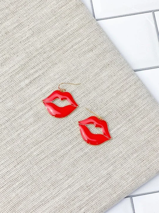 Unique Jewelry For Less – Shop The Sale Now Kisses Enamel Dangle Earrings - Red