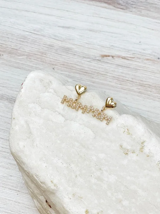 Jewelry Flash Sale – Stylish Designs At Unbeatable Rates 'Mom' Pearl Heart Dangle Earrings