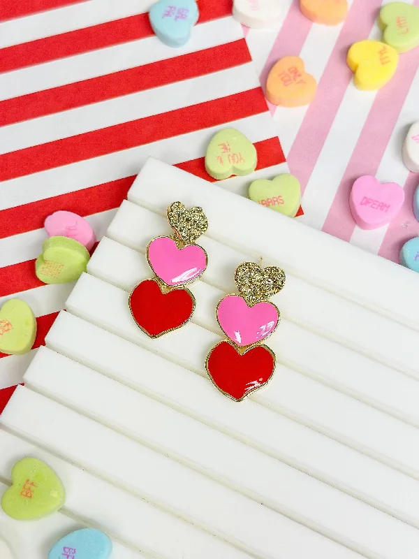 Shop Elegant Jewelry At Unbeatable Prices Triple Heart Enamel Dangle Earrings