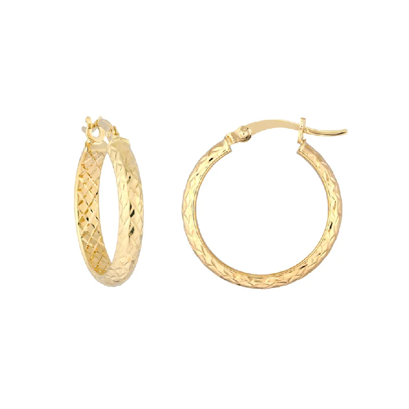 10K Yellow Gold 20mm Diamond Cut Medium Hoop Earring