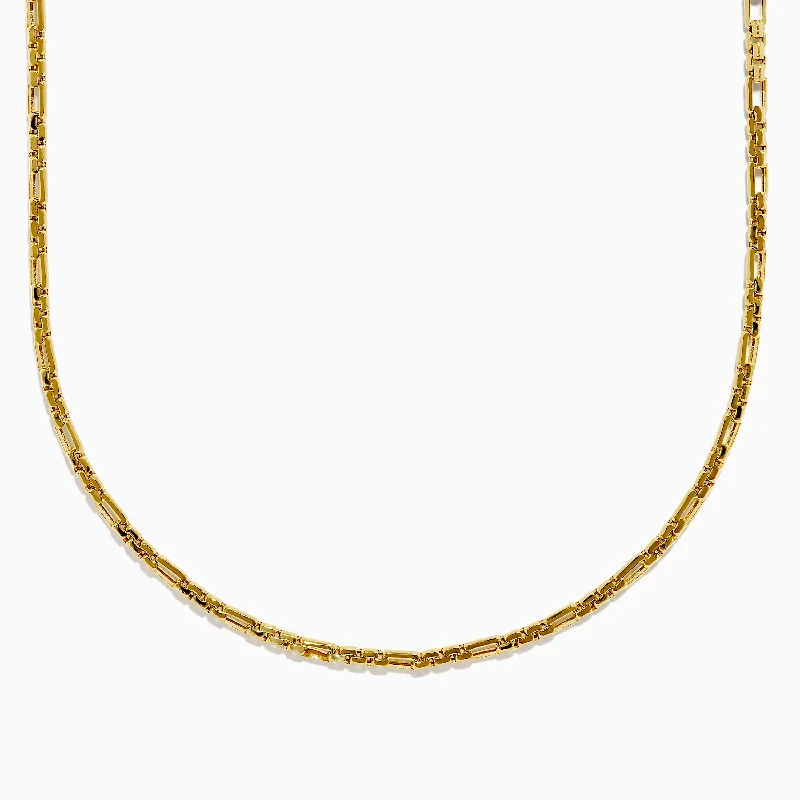 14K Yellow Gold 3mm Hollow Alternated Round Box 20" Necklace