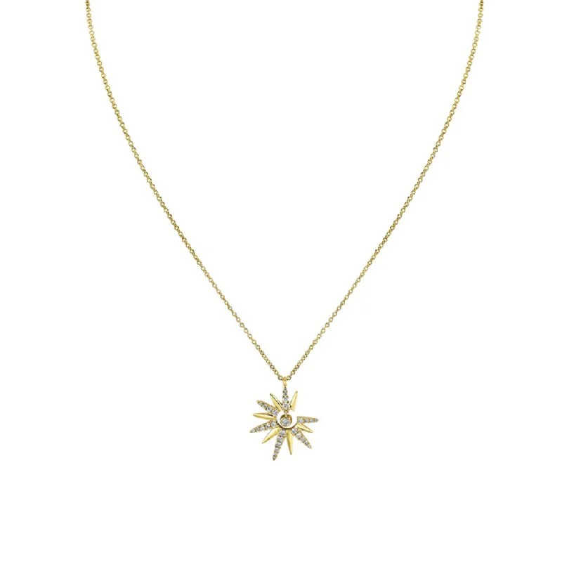 14K Yellow Gold 'Solaz' Sun Diamond Pendant Necklace