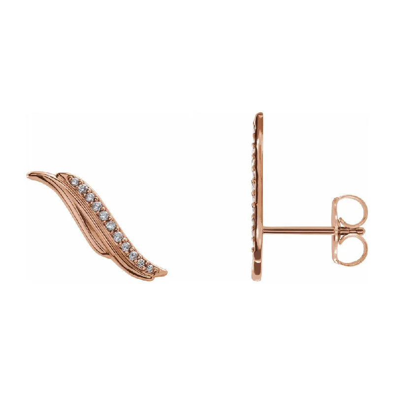 14K Yellow or Rose Gold .07 CTW Diamond Ear Climbers, 4mm x 16mm