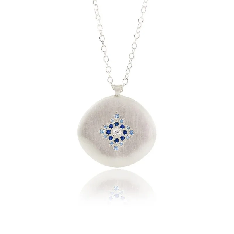 Silver "Star Light" Necklace with Aquamarines and Blue Sapphires