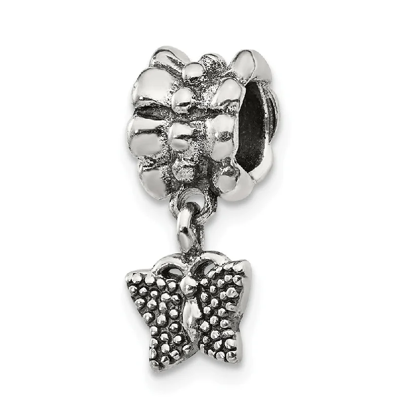 Antiqued Sterling Silver Butterfly Dangle Bead Charm