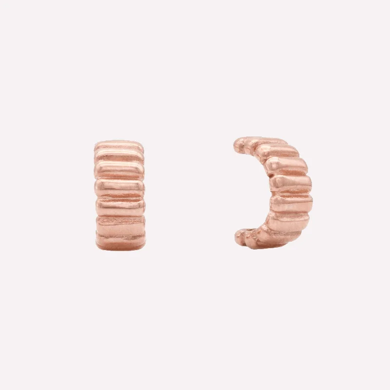 CHUNKY BAR HUGGIE HOOP CLIP-ON EARRINGS IN ROSE GOLD