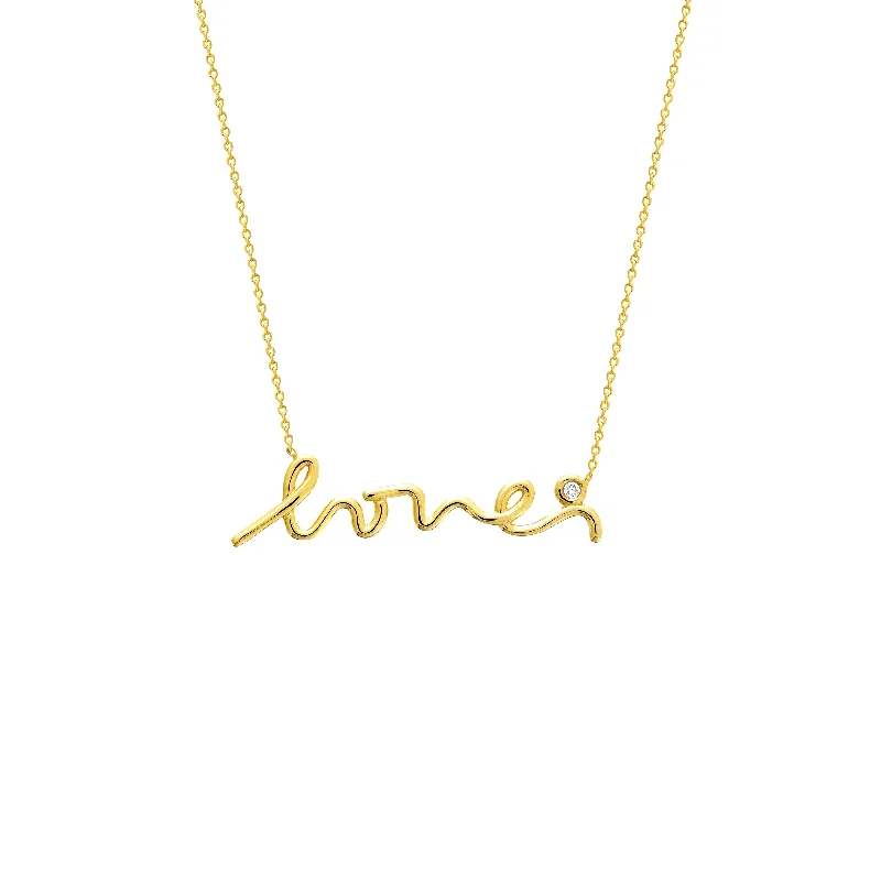 Cursive Love Necklace with 3pt Diamond