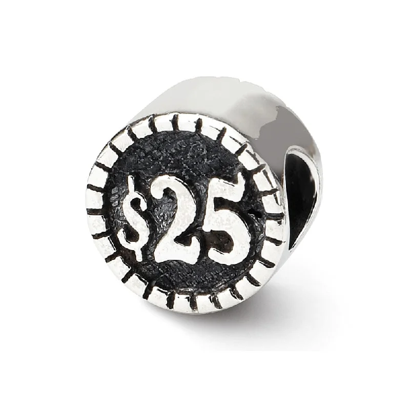 Sterling Silver Double sided, Vegas Chip Bead Charm