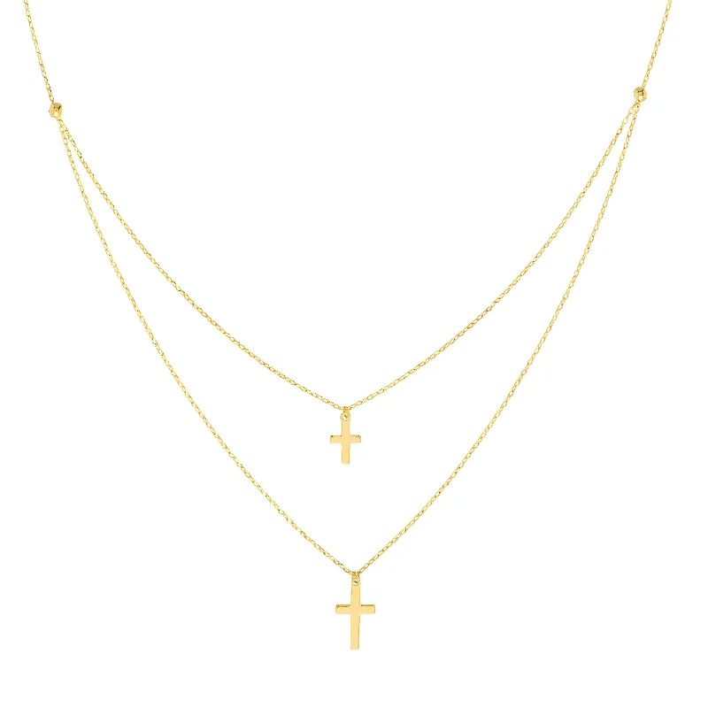 Duo Double Mini Cross Adjustable Necklace