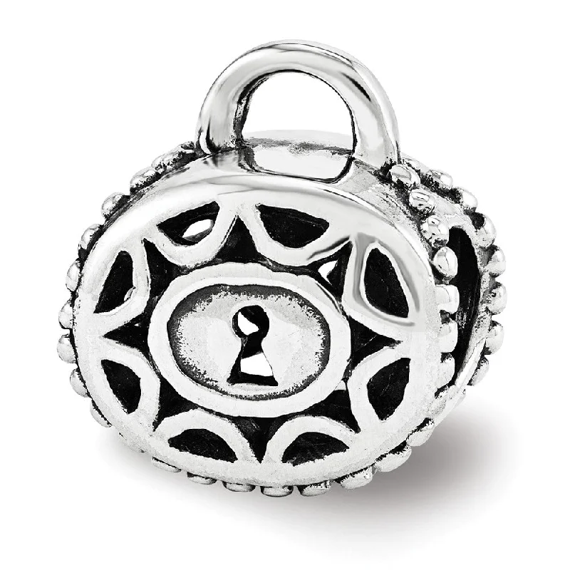 Chic, Trendy, And Affordable Jewelry Sale Filigree Padlock Bead Charm in Antiqued Sterling Silver