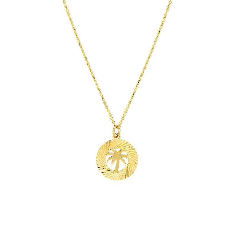 Fluted Palm Tree Medallion Necklace