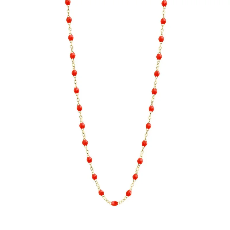 18K Gold and Coral Resin Beaded "Classic" Necklace