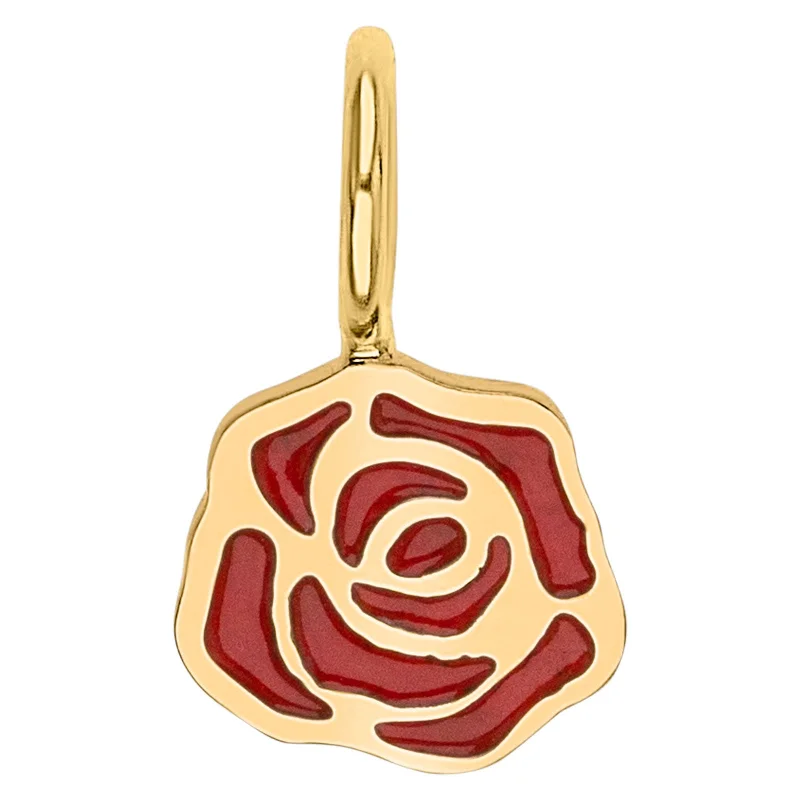 Gold Enamel Rose Charm