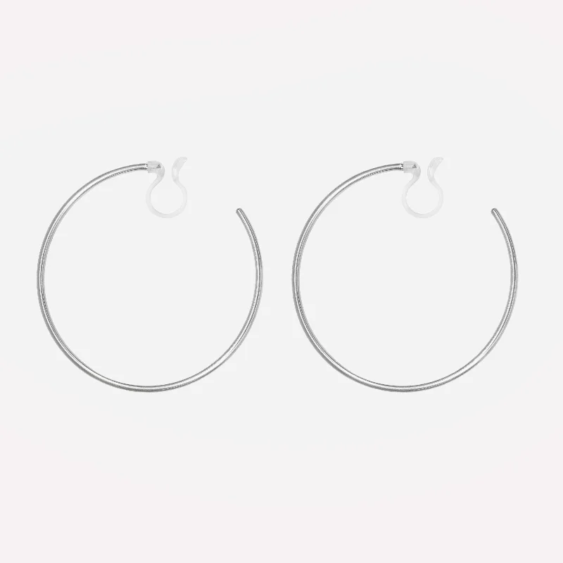 LARGE HOOP CLIP-ON EARRINGS IN SILVER