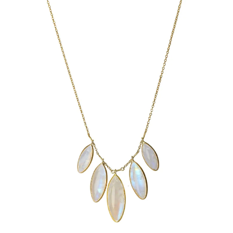 Marquise Moonstone Petite Fringe "Petals" Necklace