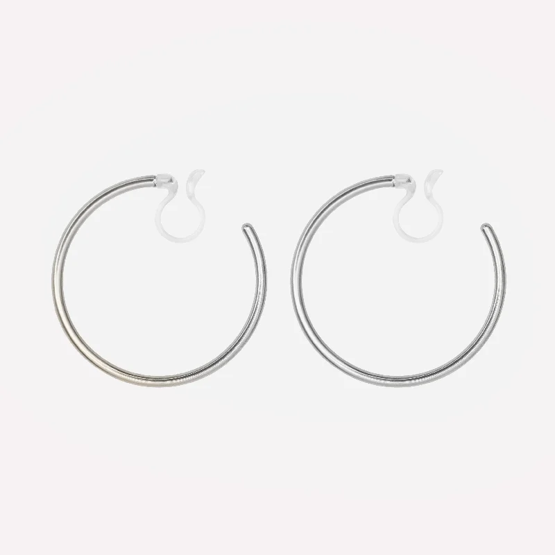 MEDIUM HOOP CLIP-ON EARRINGS IN SILVER