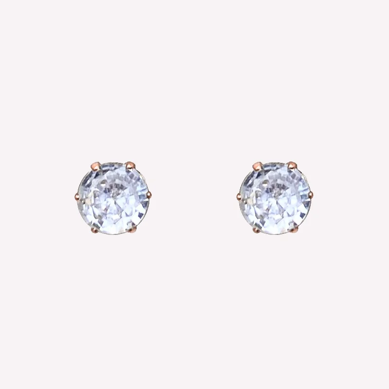 MEDIUM RHINESTONE STUD CLIP-ON EARRINGS IN ROSE GOLD