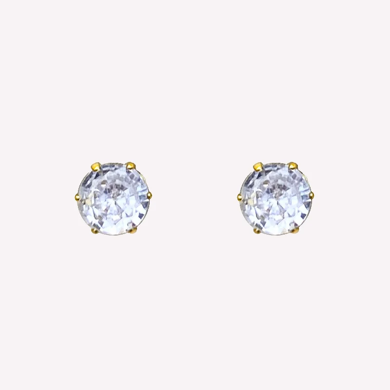 MEDIUM RHINESTONE STUD CLIP-ON EARRINGS IN GOLD