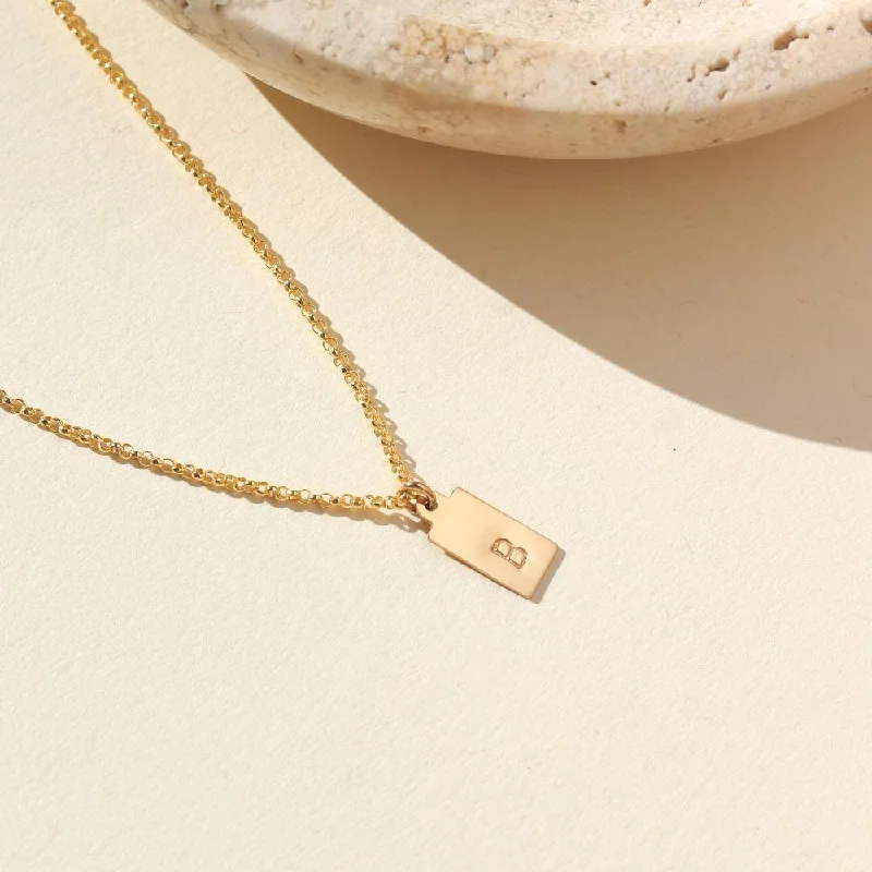 Mini Tag Necklace with Monogram