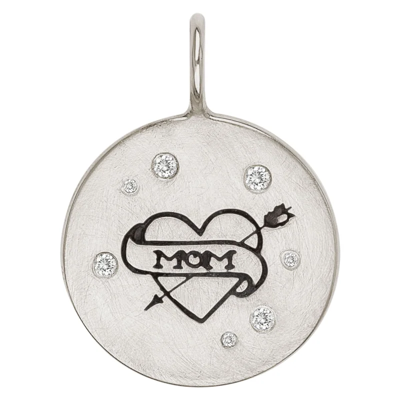 Mom Heart Round Charm