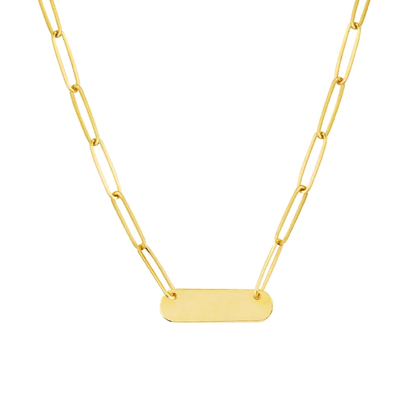 Paper Clip Necklace w/Rounded Engravable Bar