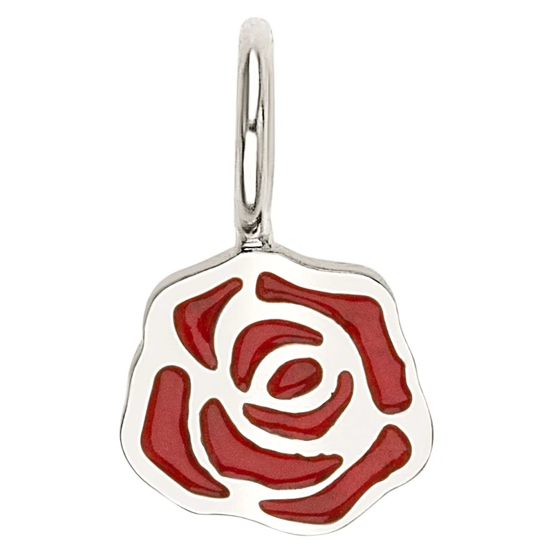 Silver Enamel Rose Charm