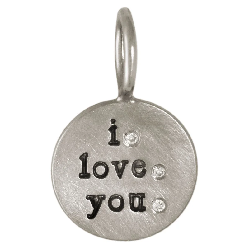 Silver I Love You Round Charm