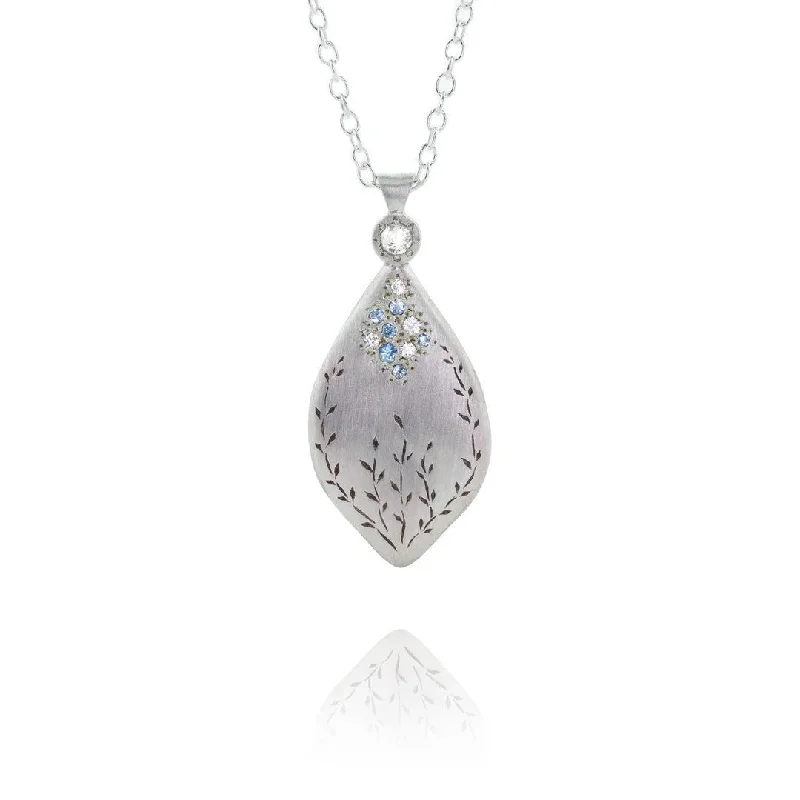 Silver "Secret Garden" Necklace with Aquamarines & Diamonds