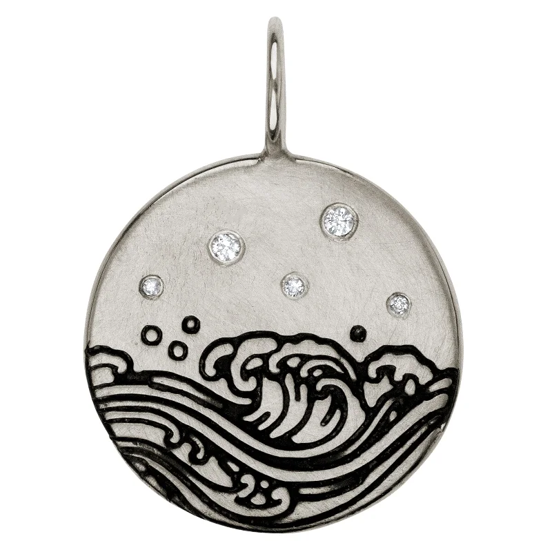 Silver Wave Round Charm