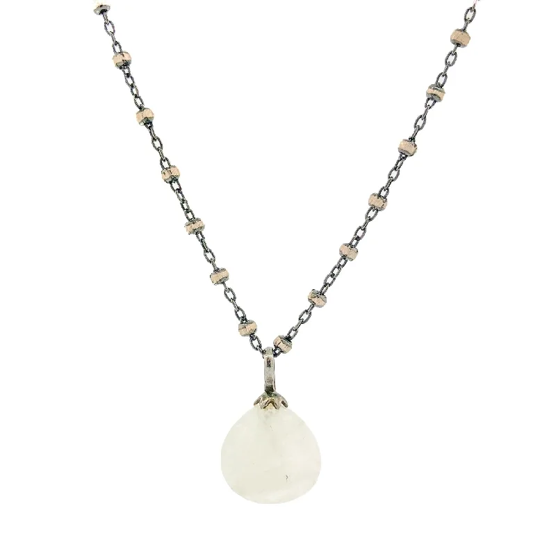 SS Black Plated Briolette Moonstone Necklace