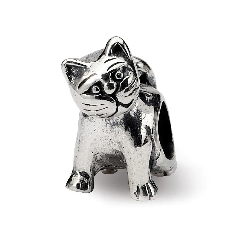 Sterling Silver Cute Kitten Bead Charm