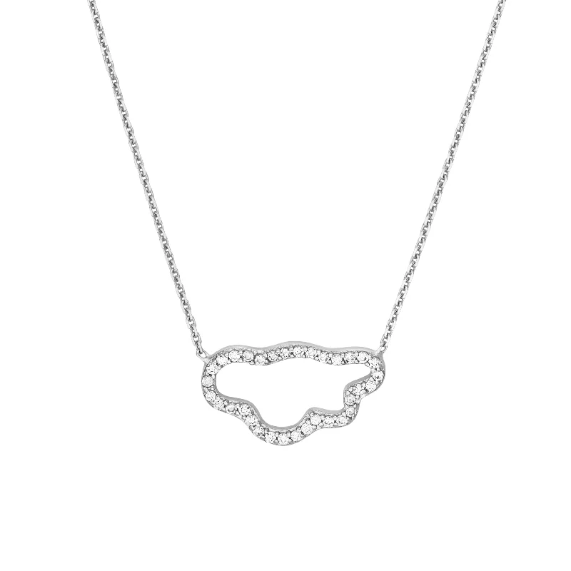 Sterling Silver CZ Open Cloud Necklace