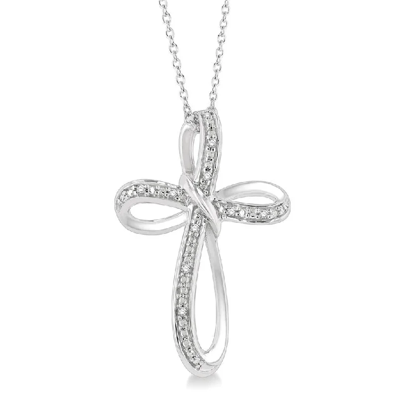 Sterling Silver Infinity Diamond Cross Pendant Necklace