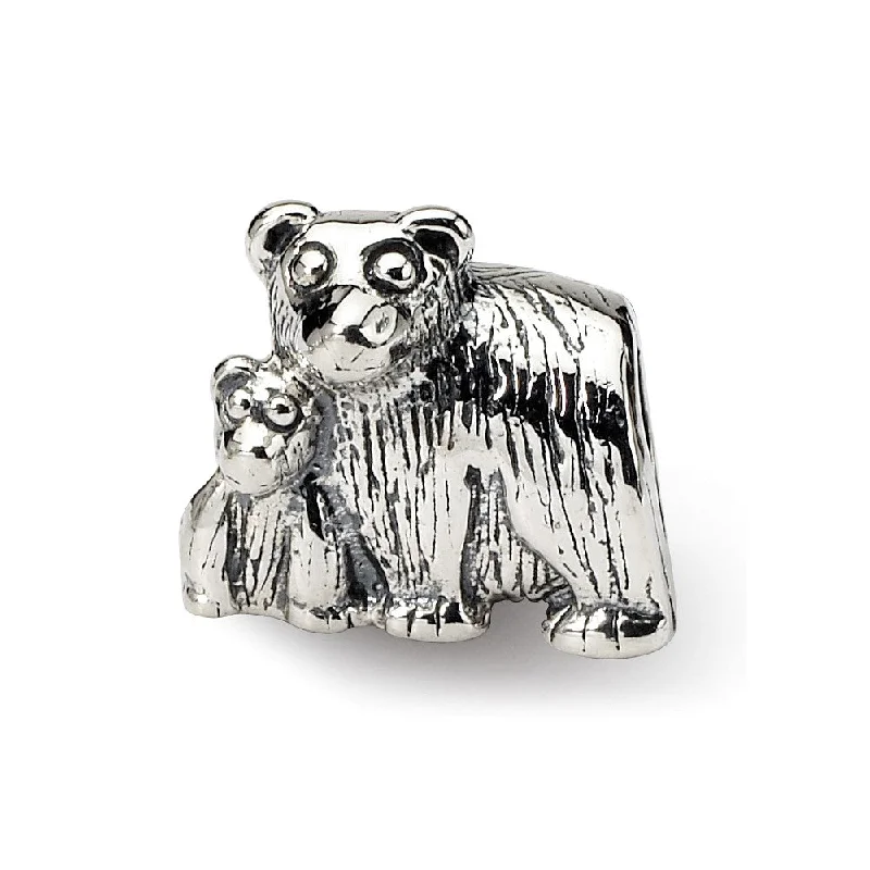 Sterling Silver Mama and Baby Bear Bead Charm